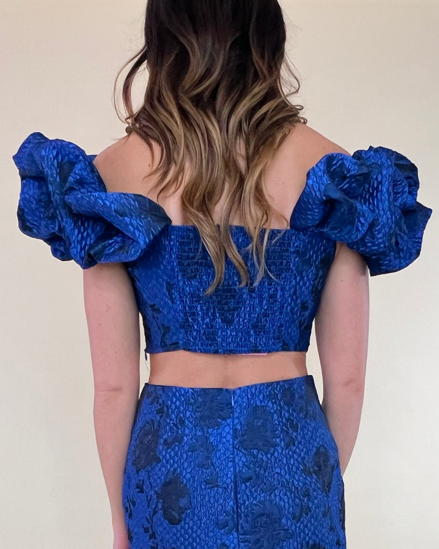 Blue But New Floral Puff Sleeve Corset