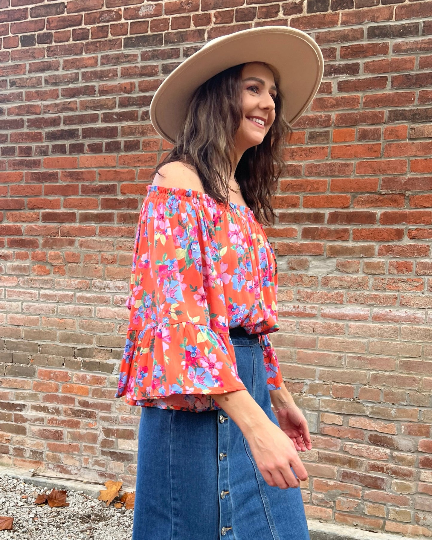 Falling Slowly Floral Off-the-Shoulder Top