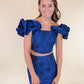 Blue But New Floral Puff Sleeve Corset