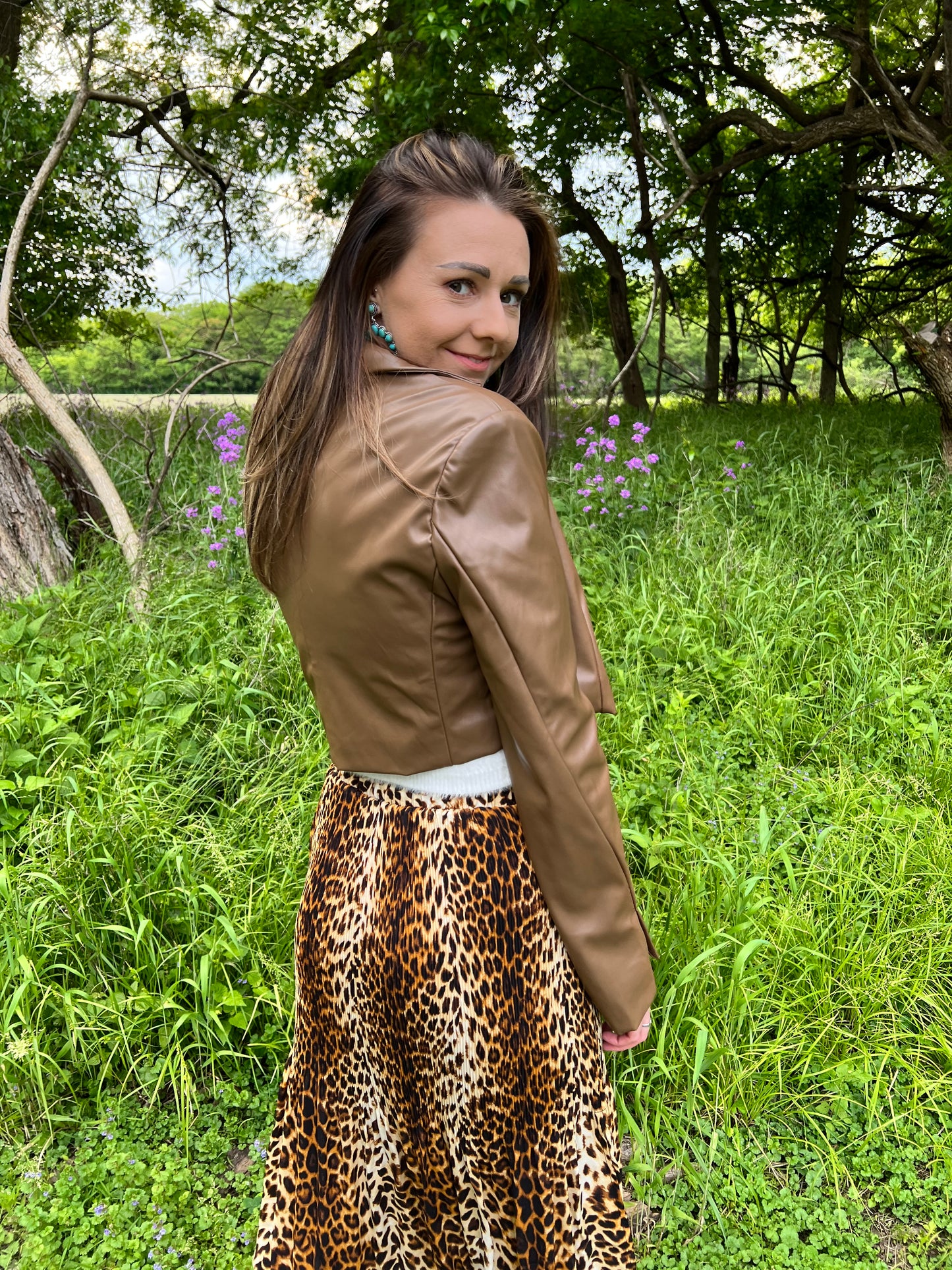 Gotta Get Out Brown (Faux) Leather Blazer