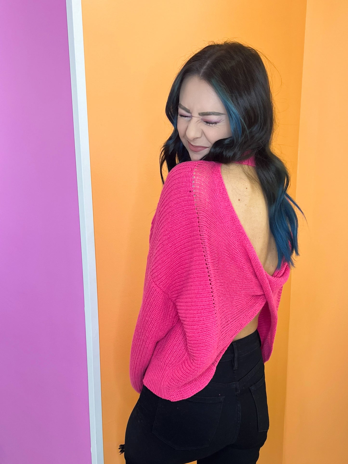 Don't Be A Tease Pink Knit Sweater