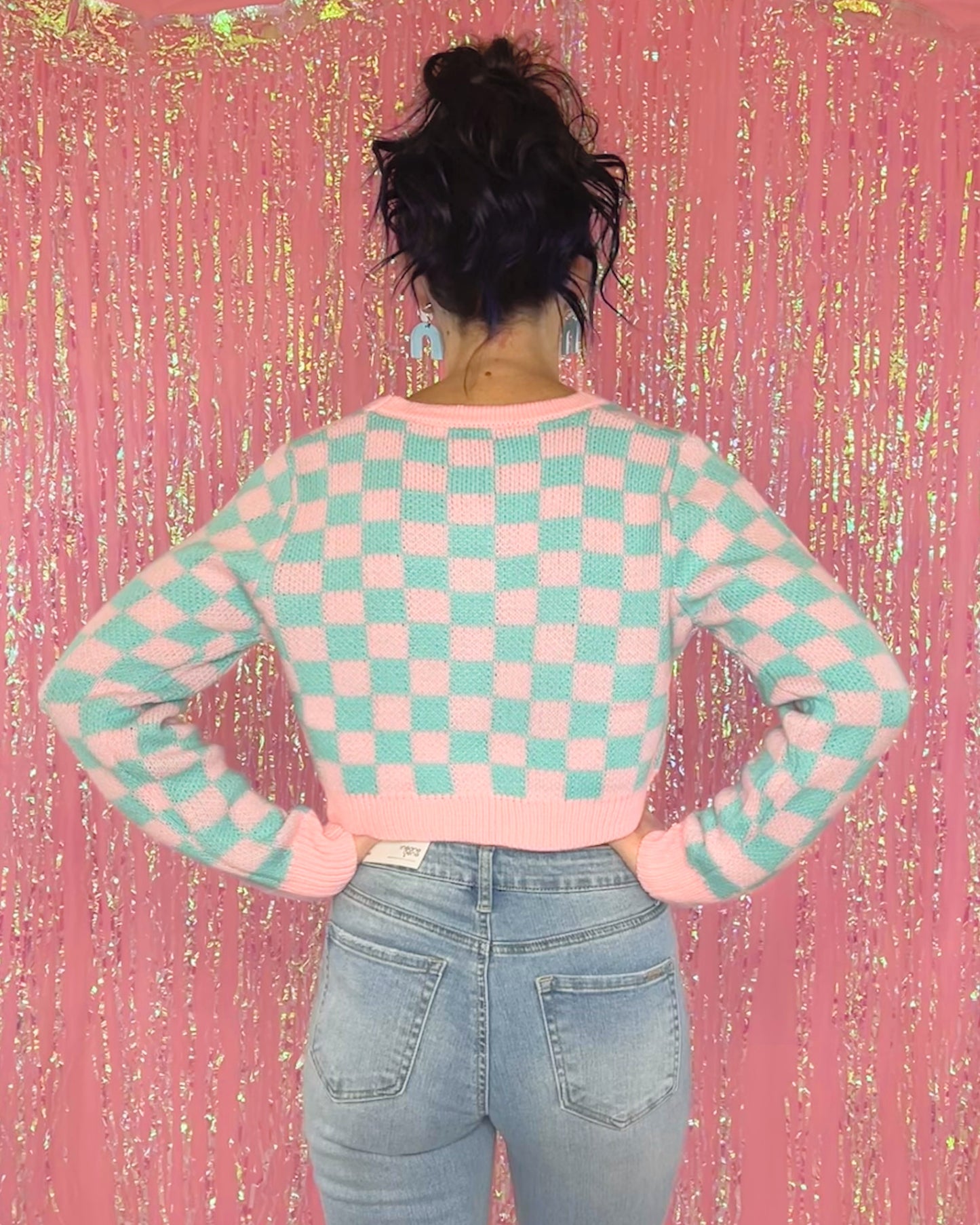 Cotton Candy Checkered Cardigan