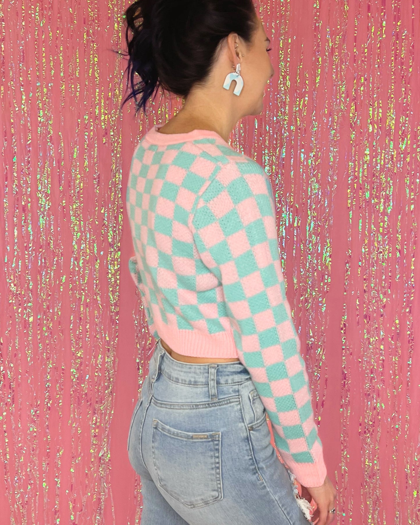 Cotton Candy Checkered Cardigan